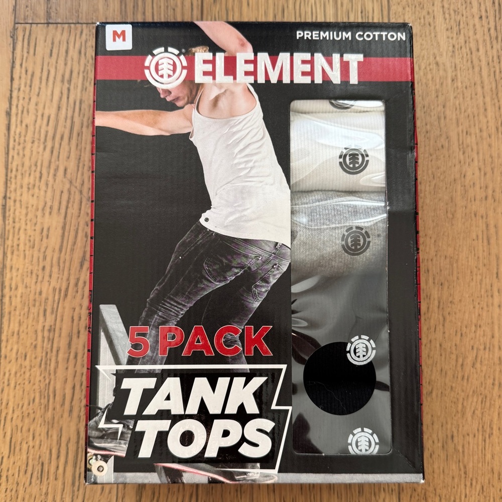 Element 5 Pack Men’s Black Grey White Tank Tops NWT Size M